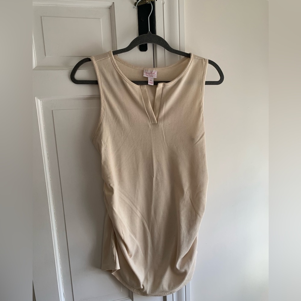 Ingrid & Isabel rib maternity tank in cream color
